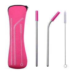 Stainless Steel Straw Set with Silicone Tips for Comfortable Drinking