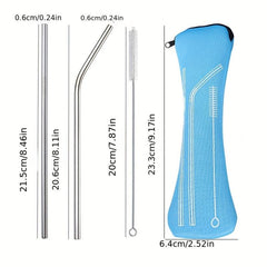 Stainless Steel Straw Set with Silicone Tips for Comfortable Drinking