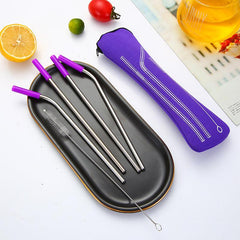 Stainless Steel Straw Set with Silicone Tips for Comfortable Drinking
