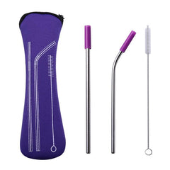 Stainless Steel Straw Set with Silicone Tips for Comfortable Drinking