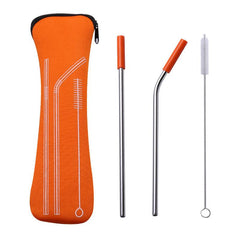 Stainless Steel Straw Set with Silicone Tips for Comfortable Drinking