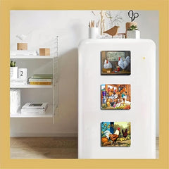 3pcs Farm Animal Refrigerator Magnets Rooster Sheep Creative Kitchen Decor Gift