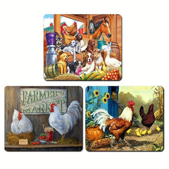 3pcs Farm Animal Refrigerator Magnets Rooster Sheep Creative Kitchen Decor Gift