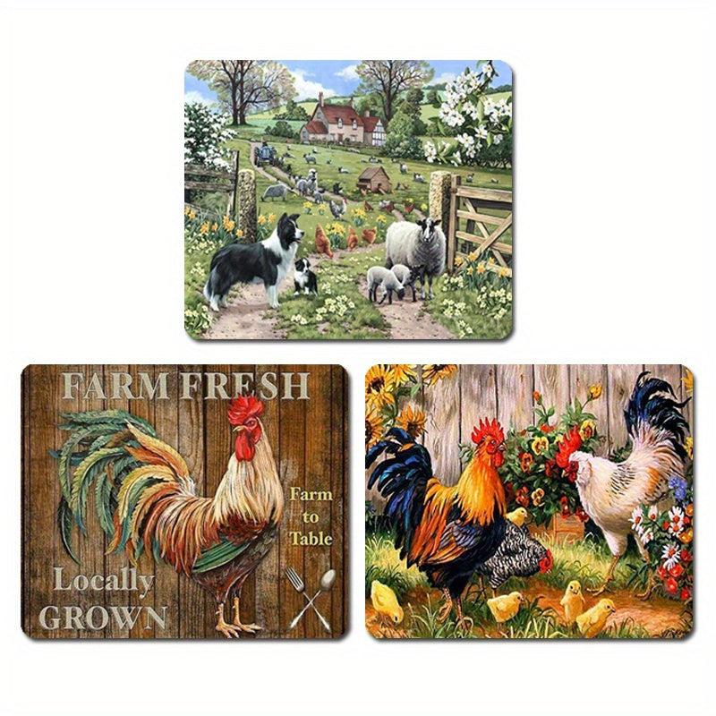 3pcs Farm Animal Refrigerator Magnets Rooster Sheep Creative Kitchen Decor Gift