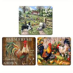 3pcs Farm Animal Refrigerator Magnets Rooster Sheep Creative Kitchen Decor Gift