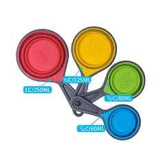 4pcs Folding Silicone Measuring Cups & Spoons Set