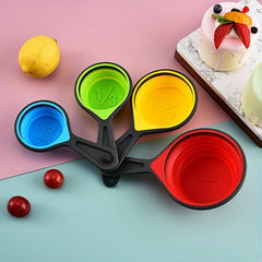 4pcs Folding Silicone Measuring Cups & Spoons Set