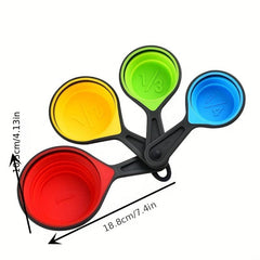 4pcs Folding Silicone Measuring Cups & Spoons Set