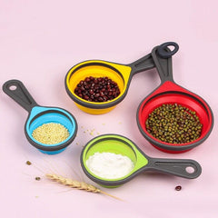 4pcs Folding Silicone Measuring Cups & Spoons Set