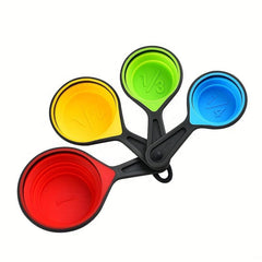 4pcs Folding Silicone Measuring Cups & Spoons Set