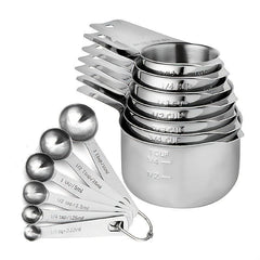 13pcs Stainless Steel Cup & Spoon Set Portable Measurement Tools