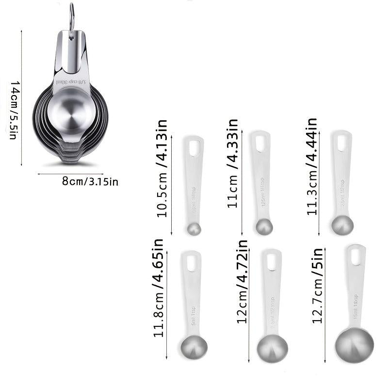 13pcs Stainless Steel Cup & Spoon Set Portable Measurement Tools