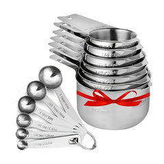 13pcs Stainless Steel Cup & Spoon Set Portable Measurement Tools