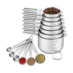 13pcs Stainless Steel Cup & Spoon Set Portable Measurement Tools