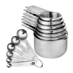 13pcs Stainless Steel Cup & Spoon Set Portable Measurement Tools