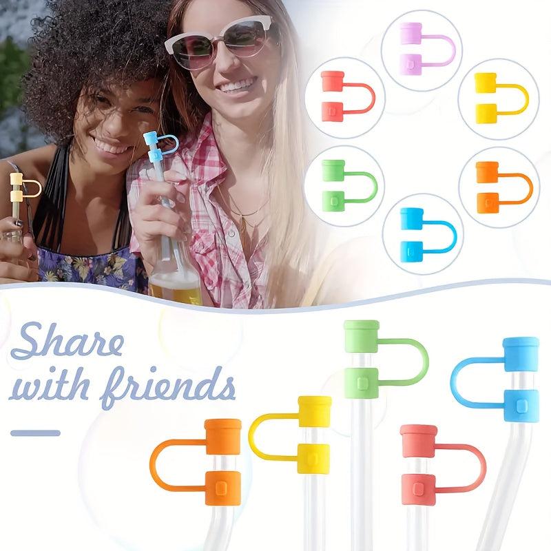 5pcs Beach Themed Straw Tips Cover - Reusable Silicone Straw Sleeve Caps