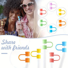 5pcs Beach Themed Straw Tips Cover - Reusable Silicone Straw Sleeve Caps