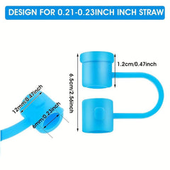 5pcs Beach Themed Straw Tips Cover - Reusable Silicone Straw Sleeve Caps