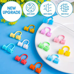 5pcs Beach Themed Straw Tips Cover - Reusable Silicone Straw Sleeve Caps