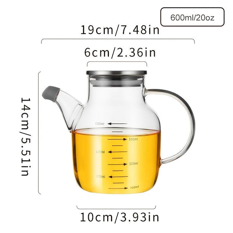 600ml Glass Cooking Bottle with Measurement Large Olive Dispenser