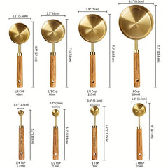 8pcs Golden & Copper Measuring Spoons, Accurate Measurements, Kitchen Gadgets