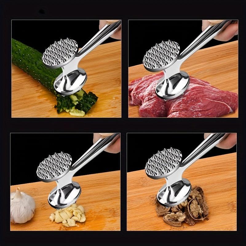 Stainless Steel Double-Sided Meat Hammer for Tenderizing Chicken Beef Pork