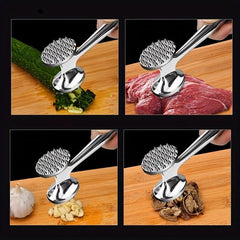 Stainless Steel Double-Sided Meat Hammer for Tenderizing Chicken Beef Pork