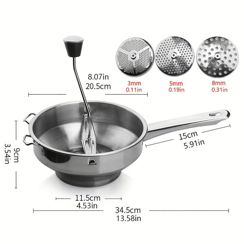 Stainless Steel Food Mill Potato Masher for Vegetables Fruits