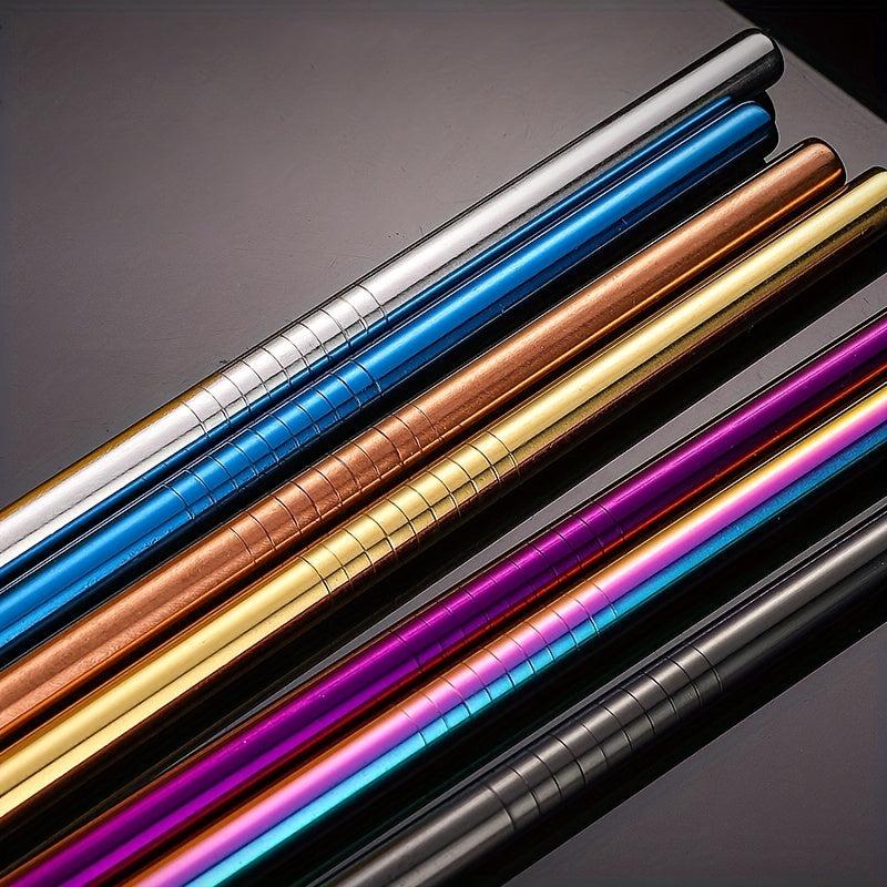 12pcs Stainless Steel Straws Set with Cleaning Brush - Reusable Straw