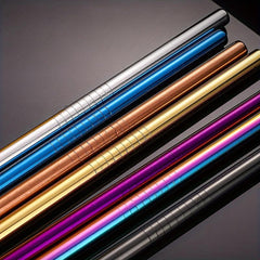 12pcs Stainless Steel Straws Set with Cleaning Brush - Reusable Straw