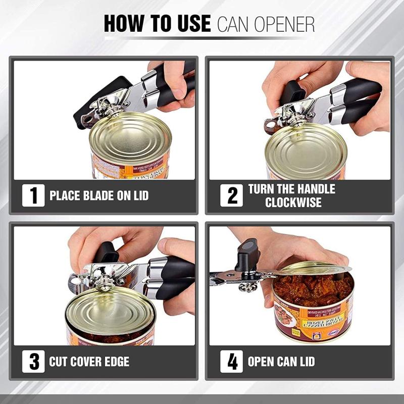 Ergonomic Stainless Steel Can Opener Easy Side Cut Manual Can Opener