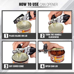 Ergonomic Stainless Steel Can Opener Easy Side Cut Manual Can Opener