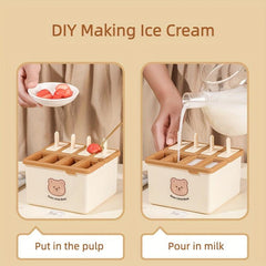 8pcs Reusable BPA Popsicle Molds Easy Ice Cream Popsicle Molds Beige Brown