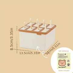 8pcs Reusable BPA Popsicle Molds Easy Ice Cream Popsicle Molds Beige Brown