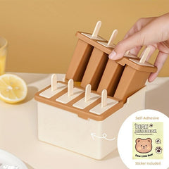 8pcs Reusable BPA Popsicle Molds Easy Ice Cream Popsicle Molds Beige Brown