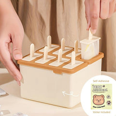 8pcs Reusable BPA Popsicle Molds Easy Ice Cream Popsicle Molds Beige Brown
