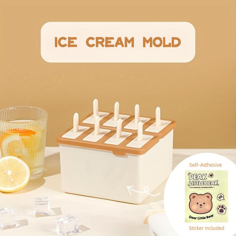 8pcs Reusable BPA Popsicle Molds Easy Ice Cream Popsicle Molds Beige Brown