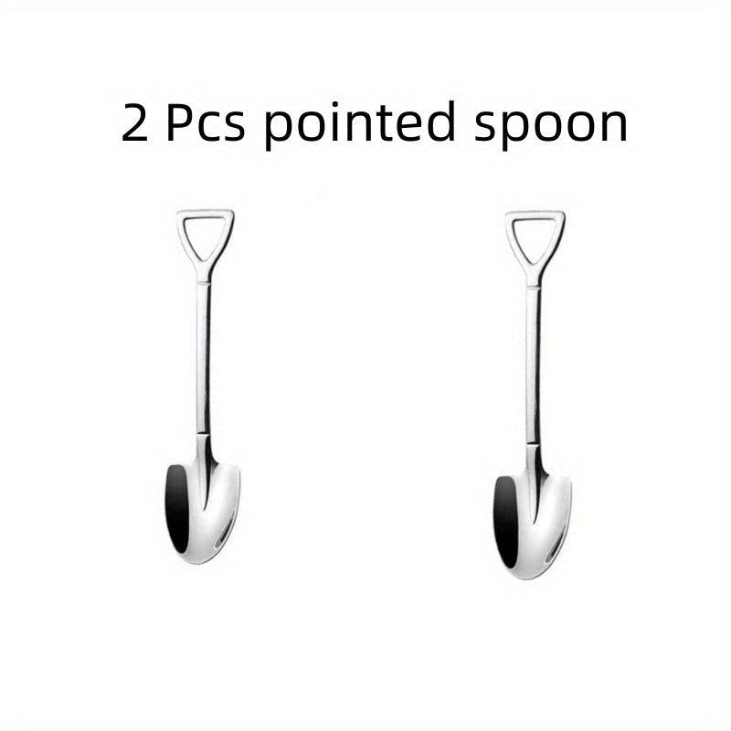4pcs Stainless Steel Shovel Spoon Retro Spoons For Dessert
