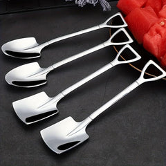 4pcs Stainless Steel Shovel Spoon Retro Spoons For Dessert