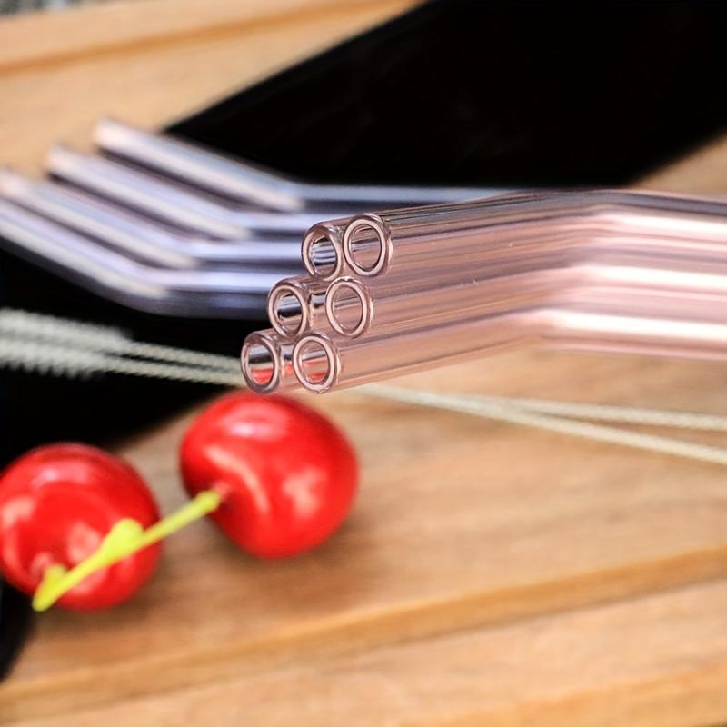 4pcs Mixed Bent Glass Straw Set 20 Reusable Straws w/ Cleaning Brush