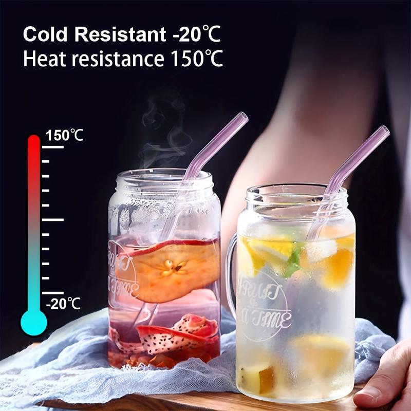 4pcs Mixed Bent Glass Straw Set 20 Reusable Straws w/ Cleaning Brush