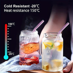 4pcs Mixed Bent Glass Straw Set 20 Reusable Straws w/ Cleaning Brush