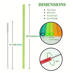 6pcs Cartoon Reusable Straw Set with Brush