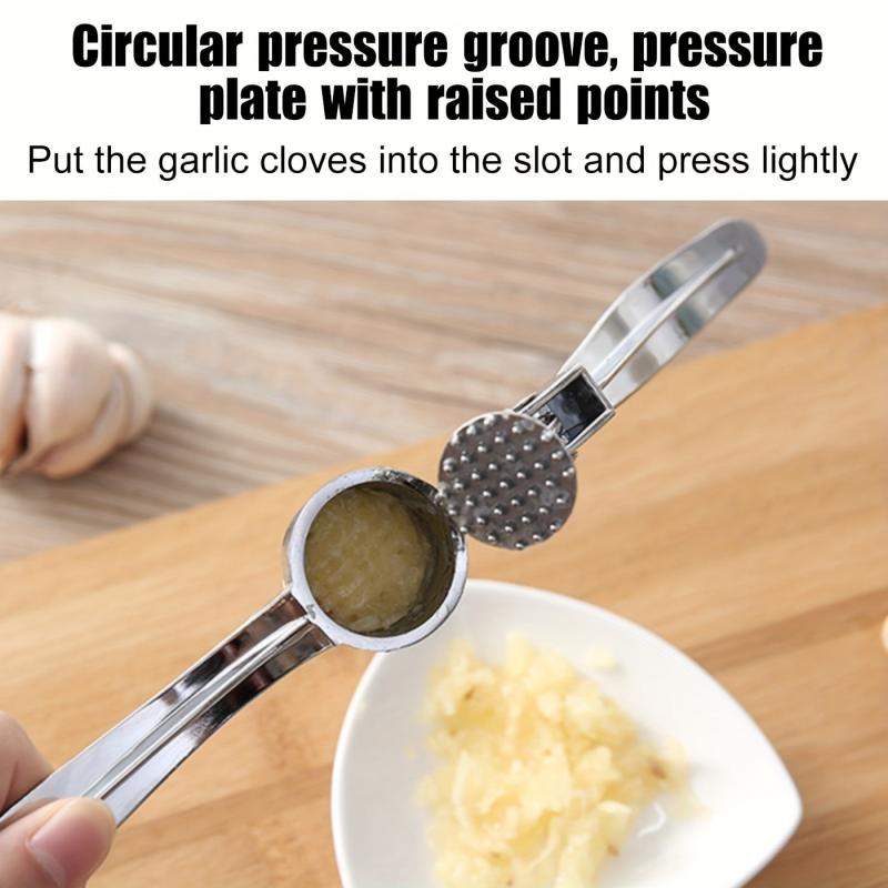 1pc Zinc Alloy Manual Garlic Press 6 1in 1 5in
