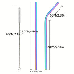 11pcs Stainless Steel Straws Heat Resistant with Cleaning Brush
