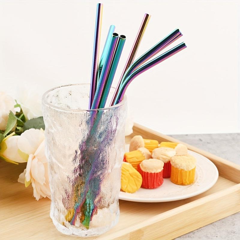 11pcs Stainless Steel Straws Heat Resistant with Cleaning Brush