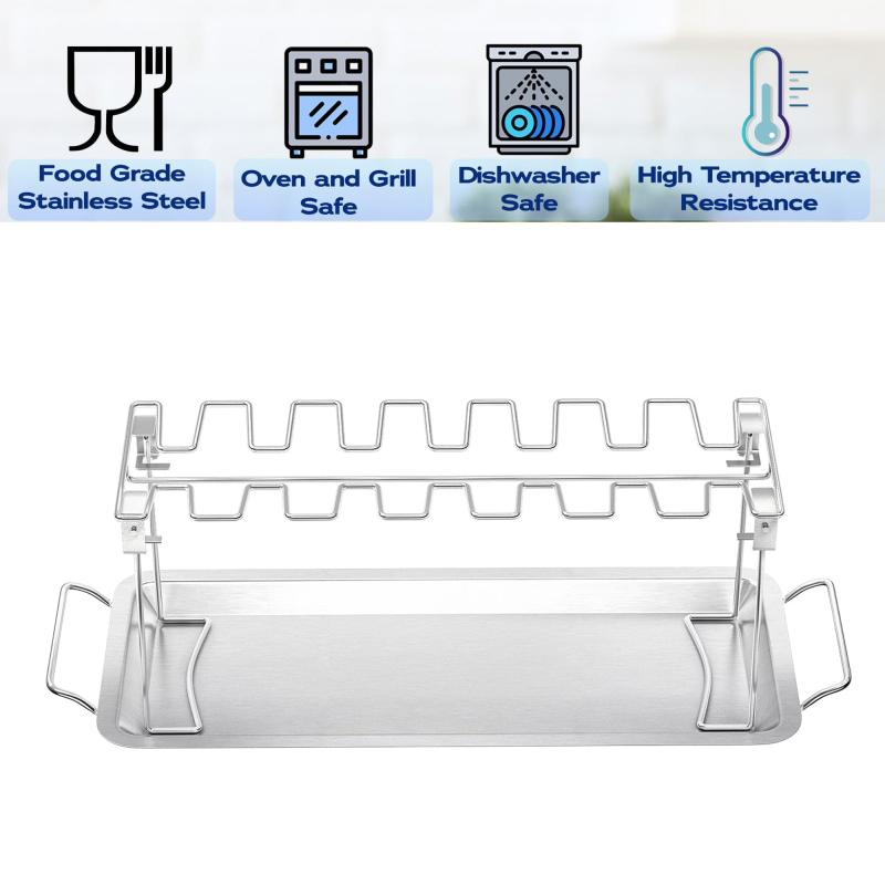 Stainless Steel Turkey Leg Grill Rack & Tray - BBQ Tools