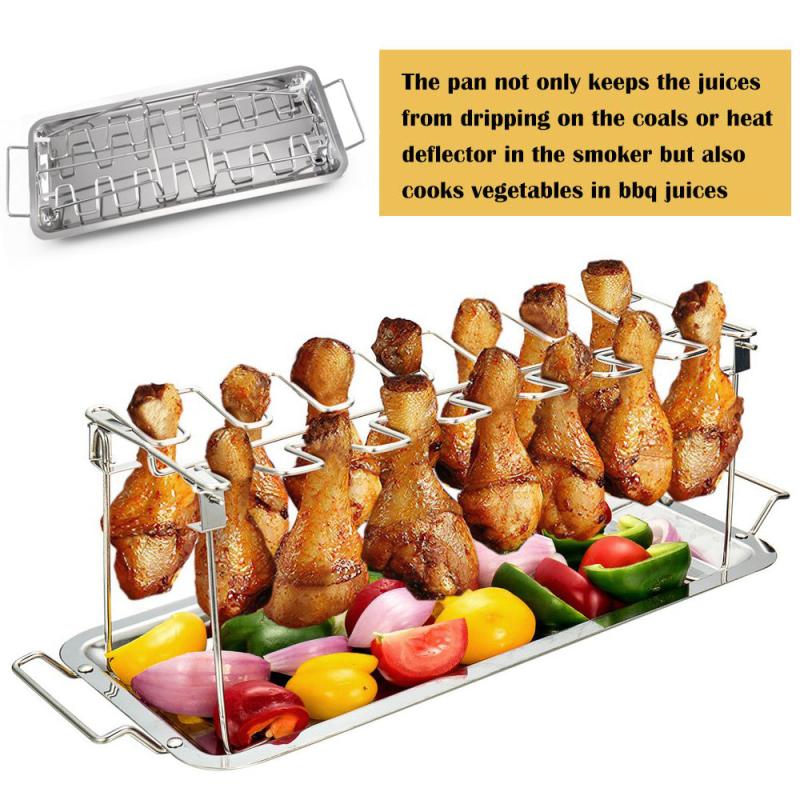 Stainless Steel Turkey Leg Grill Rack & Tray - BBQ Tools
