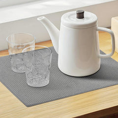 Grey Plaid Dish Drying Mat Non Slip Absorbent Wear-resis
