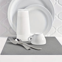 Grey Plaid Dish Drying Mat Non Slip Absorbent Wear-resis